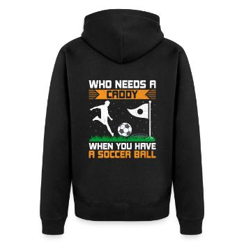 Footgolf Player Foot Golf Playing Footgolfers Foot - Unisex Premium Organic Zip Hoodie - black - Back - Nico (187cm)