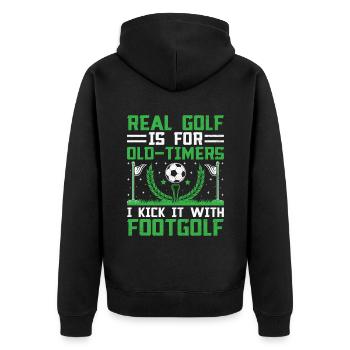 Footgolf Player Foot Golf Playing Footgolfers Foot - Unisex Premium Organic Zip Hoodie - black - Back - Nico (187cm)
