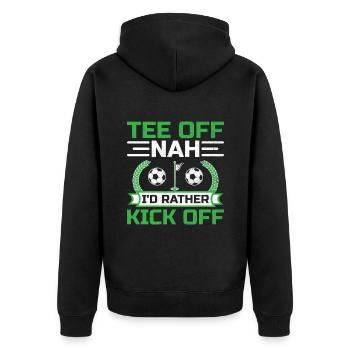 Footgolf Player Foot Golf Playing Footgolfers Foot - Unisex Premium Organic Zip Hoodie - black - Back - Nico (187cm)