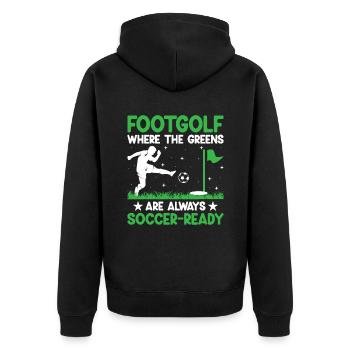 Footgolf Player Foot Golf Playing Footgolfers Foot - Unisex Premium Organic Zip Hoodie - black - Back - Nico (187cm)