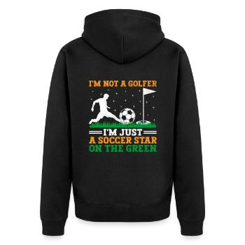 Footgolf Player Foot Golf Playing Footgolfers Foot - Unisex Premium Organic Zip Hoodie - black - Back - Nico (187cm)