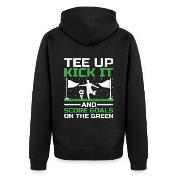 Footgolf Player Foot Golf Playing Footgolfers Foot - Unisex Premium Organic Zip Hoodie - black - Back - Nico (187cm)