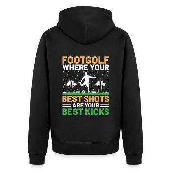 Footgolf Player Foot Golf Playing Footgolfers Foot - Unisex Premium Organic Zip Hoodie - black - Back - Nico (187cm)