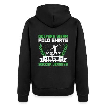 Footgolf Player Foot Golf Playing Footgolfers Foot - Unisex Premium Organic Zip Hoodie - black - Back - Nico (187cm)