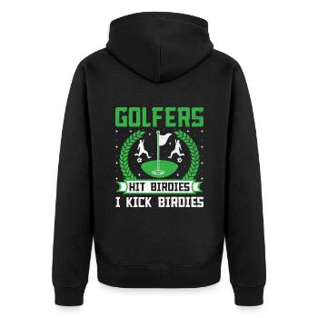 Footgolf Player Foot Golf Playing Footgolfers Foot - Unisex Premium Organic Zip Hoodie - black - Back - Nico (187cm)