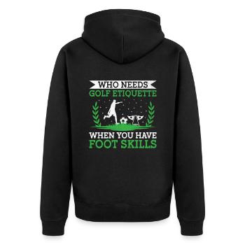 Footgolf Player Foot Golf Playing Footgolfers Foot - Unisex Premium Organic Zip Hoodie - black - Back - Nico (187cm)