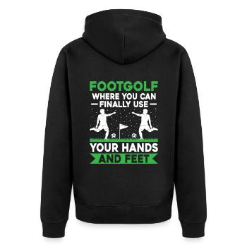 Footgolf Player Foot Golf Footgolfers Foot spielen - Unisex Premium Bio Zip Hoodie - Schwarz - Hinten - Nico (187cm)