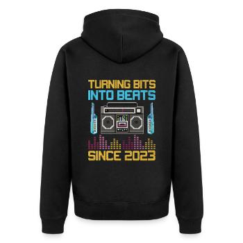 Chiptune Music Lover Groove zu den Bleeps und Bloo - Unisex Premium Bio Zip Hoodie - Schwarz - Hinten - Nico (187cm)