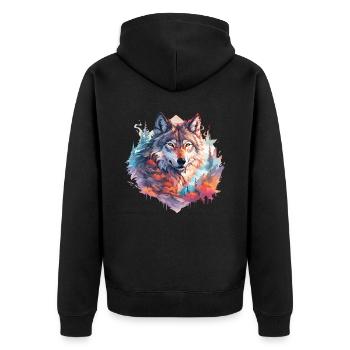 Loup, Tête de loup, Nature, Nature, Nature, Aventure, Forêt, Art - Veste à capuche bio Premium Unisexe - noir - Dos - Nico (187cm)