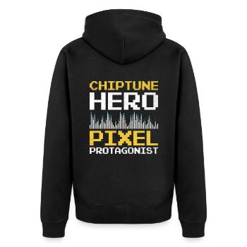Chiptune Music Lover Groove zu den Bleeps und Bloo - Unisex Premium Bio Zip Hoodie - Schwarz - Hinten - Nico (187cm)