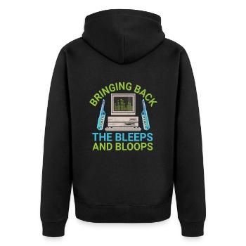 Chiptune Music Lover Groove zu den Bleeps und Bloo - Unisex Premium Bio Zip Hoodie - Schwarz - Hinten - Nico (187cm)