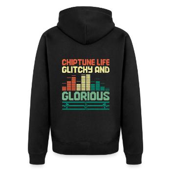 Chiptune Music Lover Groove zu den Bleeps und Bloo - Unisex Premium Bio Zip Hoodie - Schwarz - Hinten - Nico (187cm)