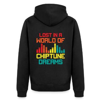 Chiptune Music Lover Groove zu den Bleeps und Bloo - Unisex Premium Bio Zip Hoodie - Schwarz - Hinten - Nico (187cm)