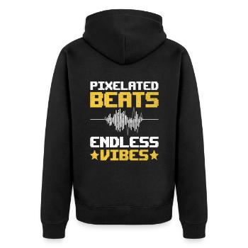 Chiptune Music Lover Groove zu den Bleeps und Bloo - Unisex Premium Bio Zip Hoodie - Schwarz - Hinten - Nico (187cm)