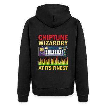 Chiptune Music Lover Groove zu den Bleeps und Bloo - Unisex Premium Bio Zip Hoodie - Schwarz - Hinten - Nico (187cm)