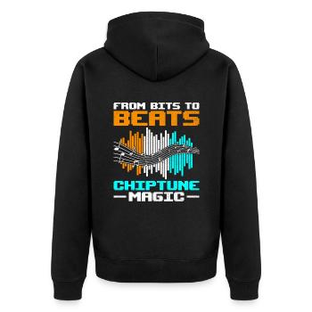 Chiptune Music Lover Groove zu den Bleeps und Bloo - Unisex Premium Bio Zip Hoodie - Schwarz - Hinten - Nico (187cm)