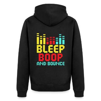 Chiptune Music Lover Groove zu den Bleeps und Bloo - Unisex Premium Bio Zip Hoodie - Schwarz - Hinten - Nico (187cm)
