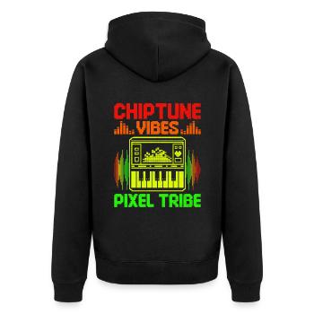 Chiptune Music Lover Groove zu den Bleeps und Bloo - Unisex Premium Bio Zip Hoodie - Schwarz - Hinten - Nico (187cm)