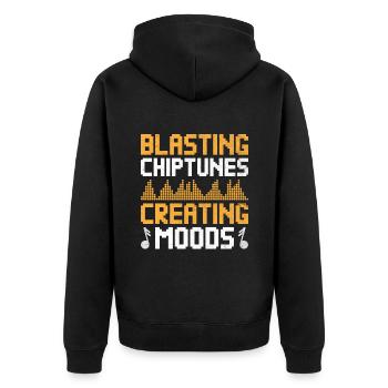 Chiptune Music Lover Groove zu den Bleeps und Bloo - Unisex Premium Bio Zip Hoodie - Schwarz - Hinten - Nico (187cm)