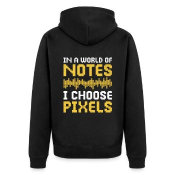 Chiptune Music Lover Groove zu den Bleeps und Bloo - Unisex Premium Bio Zip Hoodie - Schwarz - Hinten - Nico (187cm)