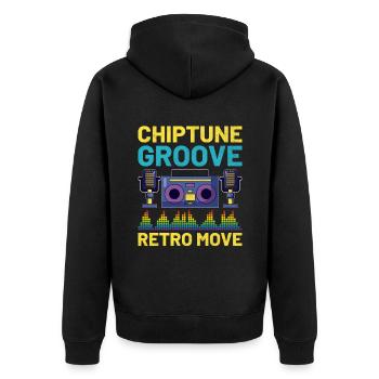 Chiptune Music Lover Groove zu den Bleeps und Bloo - Unisex Premium Bio Zip Hoodie - Schwarz - Hinten - Nico (187cm)
