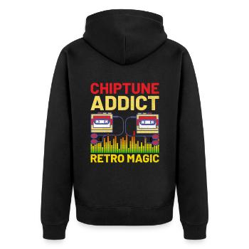 Chiptune Music Lover Groove zu den Bleeps und Bloo - Unisex Premium Bio Zip Hoodie - Schwarz - Hinten - Nico (187cm)