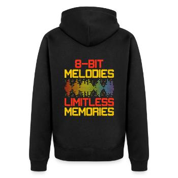 Chiptune Music Lover Groove zu den Bleeps und Bloo - Unisex Premium Bio Zip Hoodie - Schwarz - Hinten - Nico (187cm)