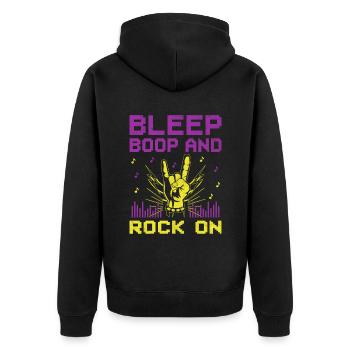 Chiptune Music Lover Groove zu den Bleeps und Bloo - Unisex Premium Bio Zip Hoodie - Schwarz - Hinten - Nico (187cm)