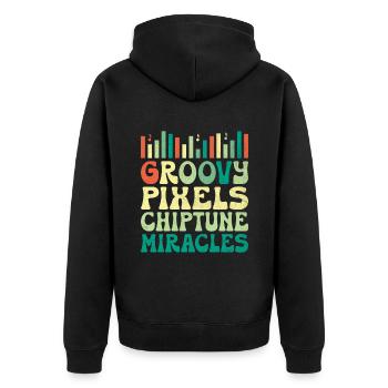 Chiptune Music Lover Groove zu den Bleeps und Bloo - Unisex Premium Bio Zip Hoodie - Schwarz - Hinten - Nico (187cm)