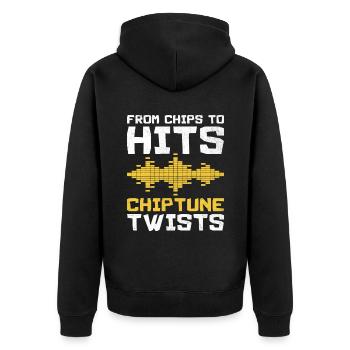 Chiptune Music Lover Groove zu den Bleeps und Bloo - Unisex Premium Bio Zip Hoodie - Schwarz - Hinten - Nico (187cm)