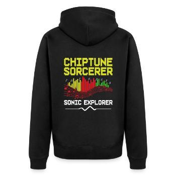 Chiptune Music Lover Groove zu den Bleeps und Bloo - Unisex Premium Bio Zip Hoodie - Schwarz - Hinten - Nico (187cm)