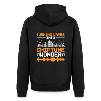 Chiptune Music Lover Groove zu den Bleeps und Bloo - Unisex Premium Bio Zip Hoodie - Schwarz - Hinten - Nico (187cm)