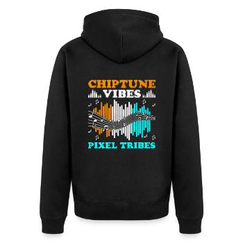 Chiptune Music Lover Groove zu den Bleeps und Bloo - Unisex Premium Bio Zip Hoodie - Schwarz - Hinten - Nico (187cm)