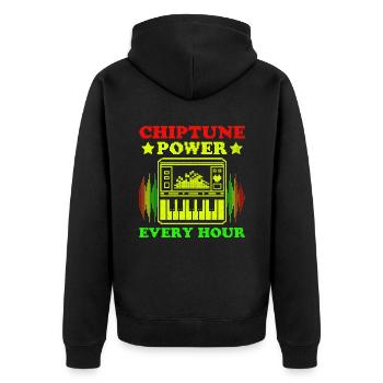 Chiptune Music Lover Groove zu den Bleeps und Bloo - Unisex Premium Bio Zip Hoodie - Schwarz - Hinten - Nico (187cm)