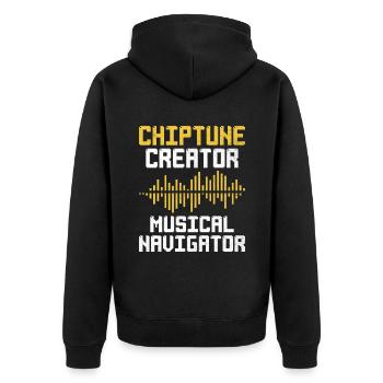 Chiptune Music Lover Groove zu den Bleeps und Bloo - Unisex Premium Bio Zip Hoodie - Schwarz - Hinten - Nico (187cm)