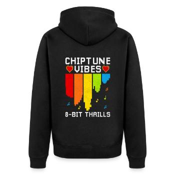 Chiptune Music Lover Groove zu den Bleeps und Bloo - Unisex Premium Bio Zip Hoodie - Schwarz - Hinten - Nico (187cm)