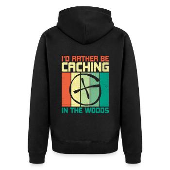 Géocaching Géocache Géocacher Funny Geocacher Sayi - Veste à capuche bio Premium Unisexe - noir - Dos - Nico (187cm)