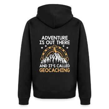 Géocaching Géocache Géocacher Funny Geocacher Sayi - Veste à capuche bio Premium Unisexe - noir - Dos - Nico (187cm)