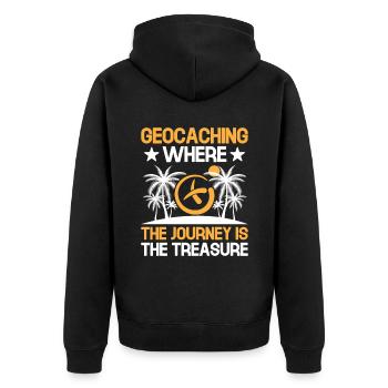 Géocaching Géocache Géocacher Funny Geocacher Sayi - Veste à capuche bio Premium Unisexe - noir - Dos - Nico (187cm)