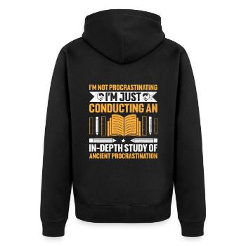 Geschichtslehrer Lustige Geschichtslehrer Sprüche - Unisex Premium Bio Zip Hoodie - Schwarz - Hinten - Nico (187cm)