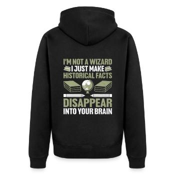 Geschichtslehrer Lustige Geschichtslehrer Sprüche - Unisex Premium Bio Zip Hoodie - Schwarz - Hinten - Nico (187cm)