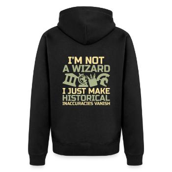 Geschichtslehrer Lustige Geschichtslehrer Sprüche - Unisex Premium Bio Zip Hoodie - Schwarz - Hinten - Nico (187cm)