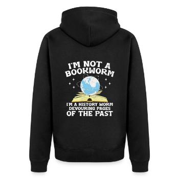Geschichtslehrer Lustige Geschichtslehrer Sprüche - Unisex Premium Bio Zip Hoodie - Schwarz - Hinten - Nico (187cm)