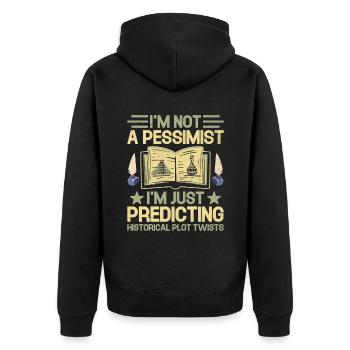 Geschichtslehrer Lustige Geschichtslehrer Sprüche - Unisex Premium Bio Zip Hoodie - Schwarz - Hinten - Nico (187cm)