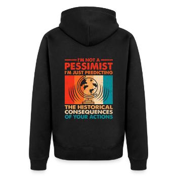 Geschichtslehrer Lustige Geschichtslehrer Sprüche - Unisex Premium Bio Zip Hoodie - Schwarz - Hinten - Nico (187cm)
