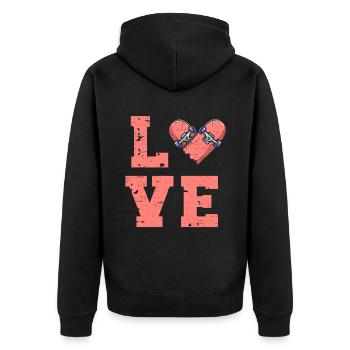 J’aime le skateboard pour un skateur - Veste à capuche bio Premium Unisexe - noir - Dos - Nico (187cm)