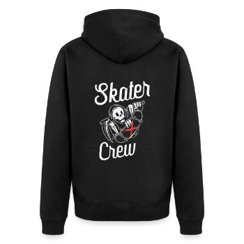 Skater Crew für einen Skater - Unisex Premium Bio Zip Hoodie - Schwarz - Hinten - Nico (187cm)