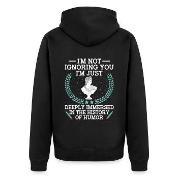 Geschichtslehrer Lustige Geschichtslehrer Sprüche - Unisex Premium Bio Zip Hoodie - Schwarz - Hinten - Nico (187cm)