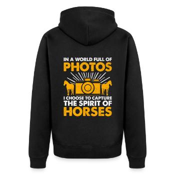 Pferdefotografie Reiten Pferde Hobby Ph - Unisex Premium Bio Zip Hoodie - Schwarz - Hinten - Nico (187cm)
