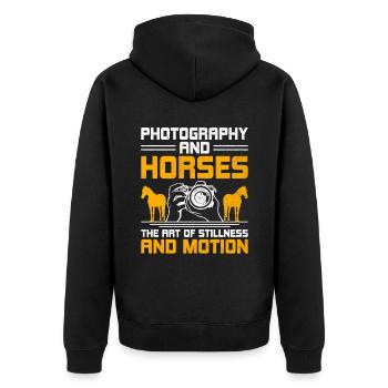 Pferdefotografie Reiten Pferde Hobby Ph - Unisex Premium Bio Zip Hoodie - Schwarz - Hinten - Nico (187cm)
